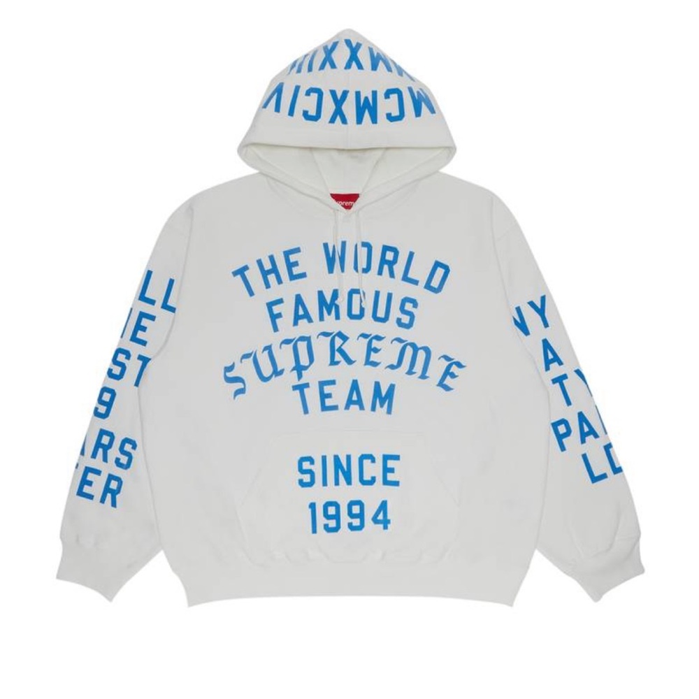 Supreme Team Flocked Hooded Sweatshirt “White” 2023